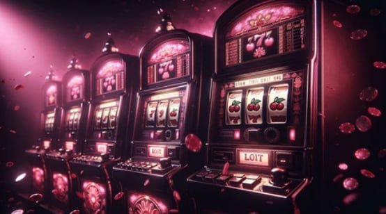Ilustrasi pemain slot online dengan tema berwarna hangat